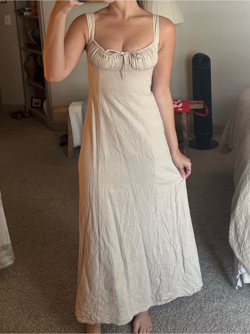 Sabo Skirt Sleeveless Tie-Front Maxi Dress in Cream